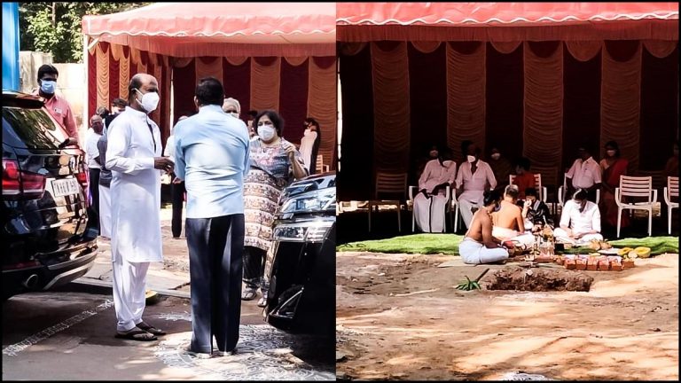 தனுஷ் போயஸ் கார்டனில் புதிய வீடு பூஜையில் ரஜினிகாந்த்