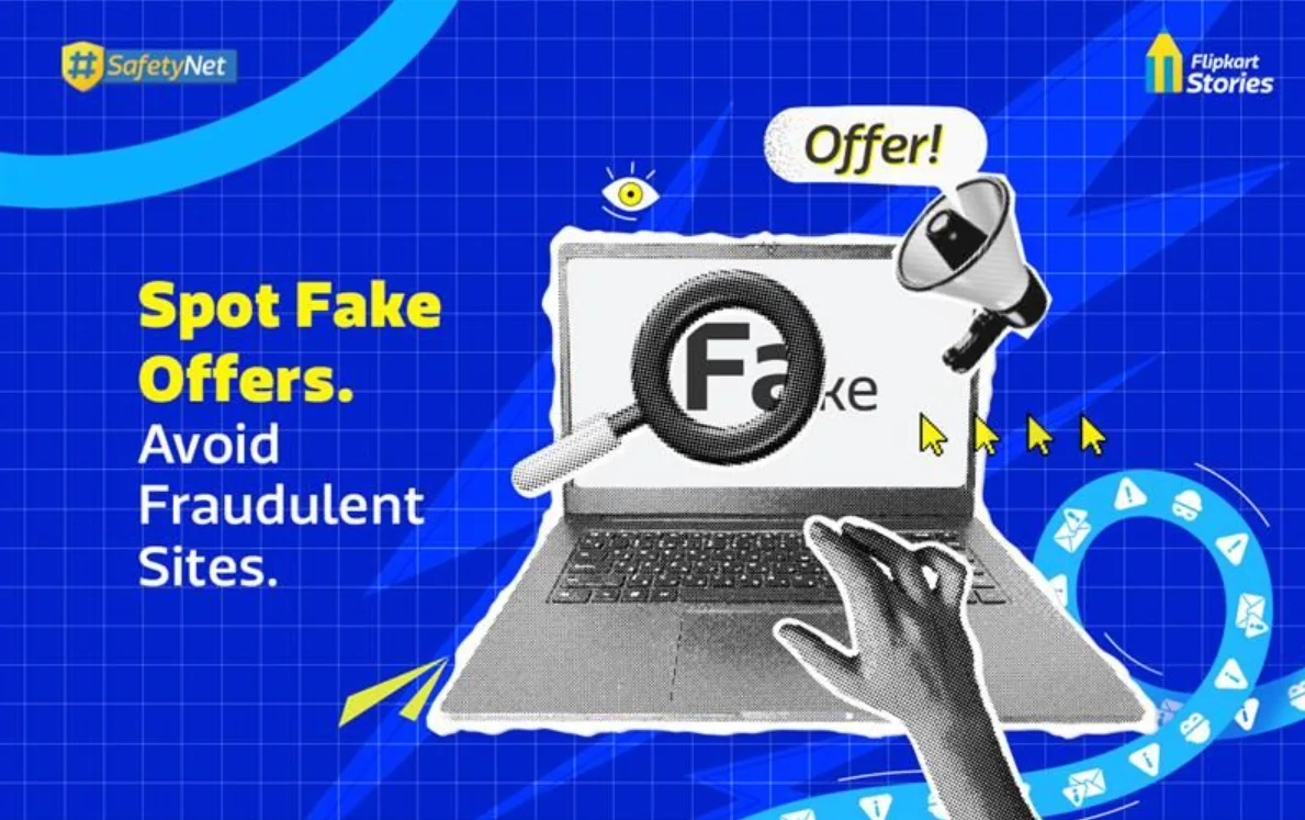Flipkart SafetyNet warning about fake offers and fraudulent shopping websites