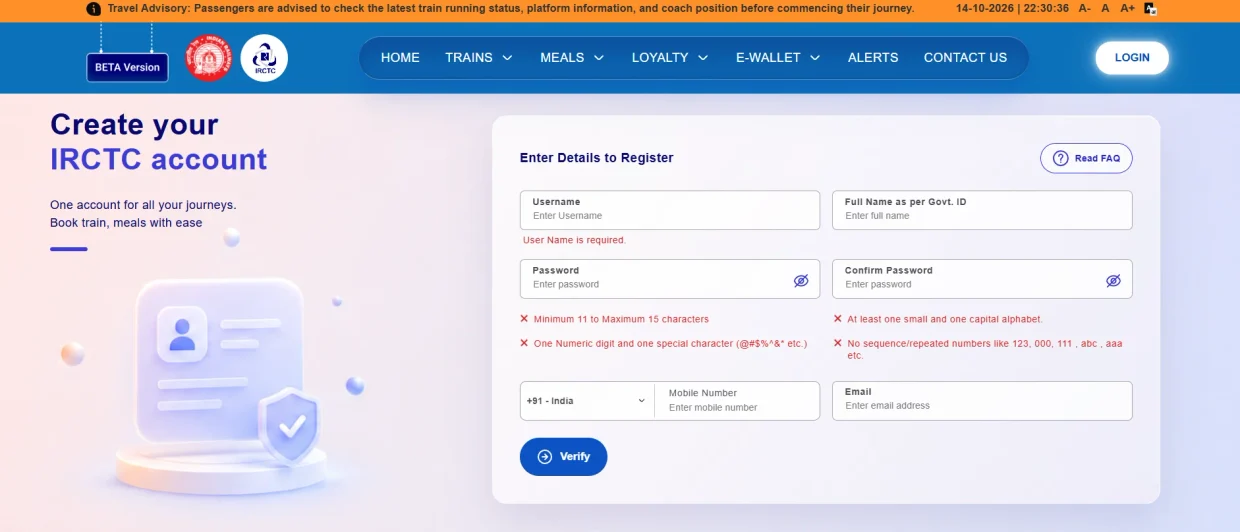 IRCTC கணக்கு உருவாக்குவது எப்படி
