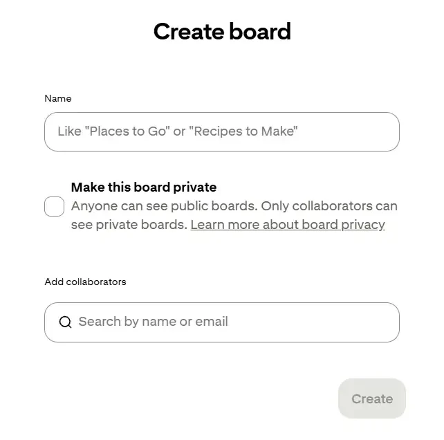 Pinterest-ல் Board உருவாக்கி படங்கள்