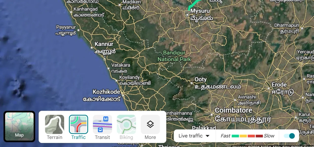 Google Maps-ல் போக்குவரத்து நெரிசல் மற்றும் சாலை நிலையைப் பார்ப்பது