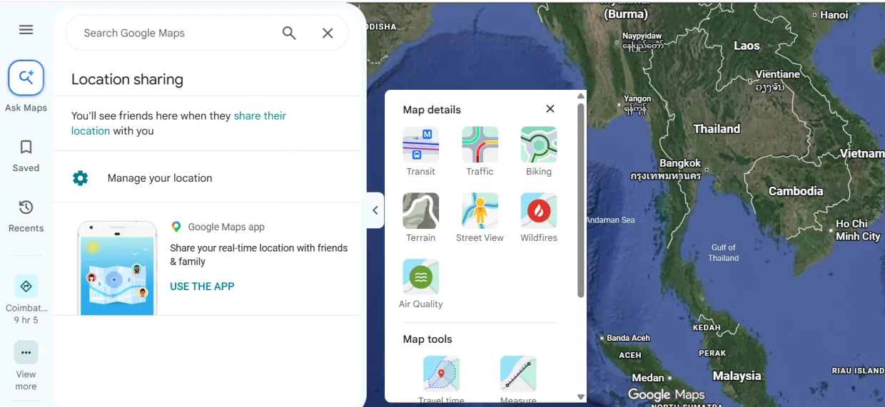 Google Maps-ல் நேரடி இருப்பிடத்தை மற்றவர்களுடன் பகிர்வது